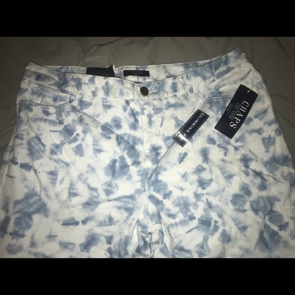 NWT CHAPS Blue & White Denim Capri Pants Size 16P - Picture 3 of 4